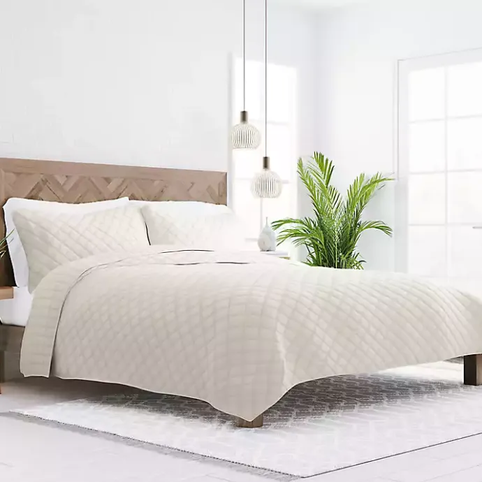 Clearance Kirklands Home Natural Stitched Diamond 2-pc. Twin Quilt Set Ivory