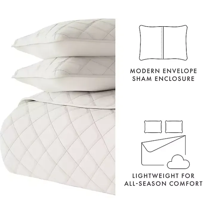 Clearance Kirklands Home Natural Stitched Diamond 2-pc. Twin Quilt Set Ivory