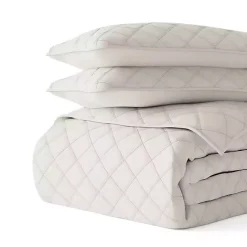 Outlet Kirklands Home Natural Stitched Diamond 3-pc. Queen Quilt Set Ivory