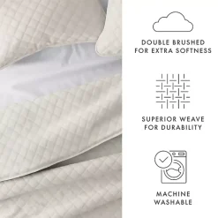 Outlet Kirklands Home Natural Stitched Diamond 3-pc. Queen Quilt Set Ivory