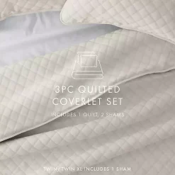 Sale Kirklands Home Natural Stitched Diamond 3-pc. King Quilt Set Ivory