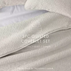 Online Kirklands Home Natural Stitched Floral 2-pc. Twin Quilt Set Ivory