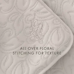 Hot Kirklands Home Natural Stitched Floral 3-pc. King Quilt Set Ivory