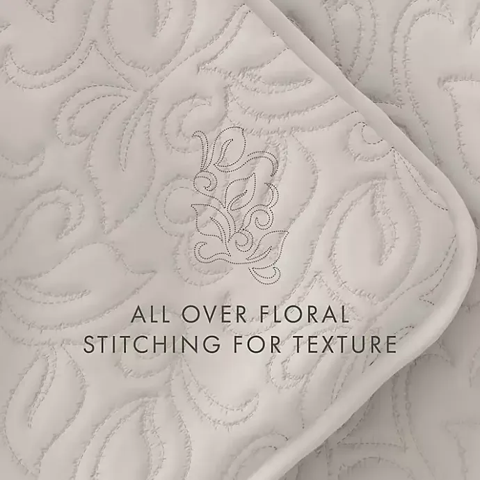 Hot Kirklands Home Natural Stitched Floral 3-pc. King Quilt Set Ivory
