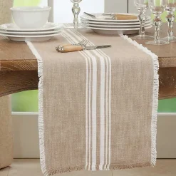 Online Kirklands Home Natural Striped Fringe Table Runner, 72 in. Tan