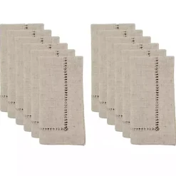 Online Kirklands Home Natural Hemstitch Boarder Napkins, Set of 12 Tan