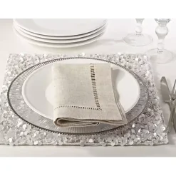 Online Kirklands Home Natural Hemstitch Boarder Napkins, Set of 12 Tan