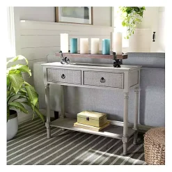 Best Kirklands Home Natural Textured 2-Drawer Console Table Tan