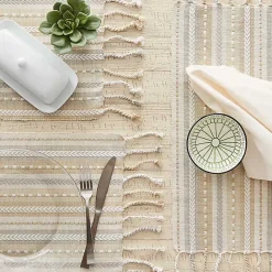 Kirklands Home Natural Tonal Stripe Placemats, Set of 6