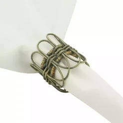 Kirklands Home Natural Twisted Rat Napkin Rings, Set of 4 Tan