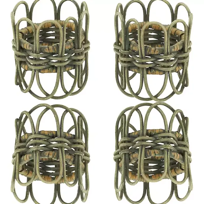 Kirklands Home Natural Twisted Rat Napkin Rings, Set of 4 Tan