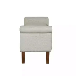 Best Kirklands Home Natural Upholstered Aubrey Storage Bench Ivory