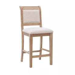 Online Kirklands Home Natural Upholstered Wood Frame Counter Stool Tan