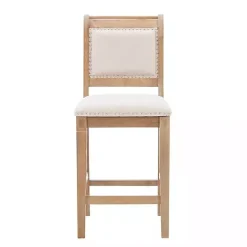 Online Kirklands Home Natural Upholstered Wood Frame Counter Stool Tan