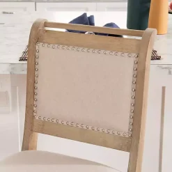 Online Kirklands Home Natural Upholstered Wood Frame Counter Stool Tan