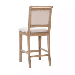 Online Kirklands Home Natural Upholstered Wood Frame Counter Stool Tan