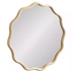 Hot Kirklands Home Natural Wavy Scallop Round Wall Mirror Tan