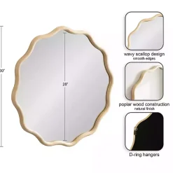 Hot Kirklands Home Natural Wavy Scallop Round Wall Mirror Tan