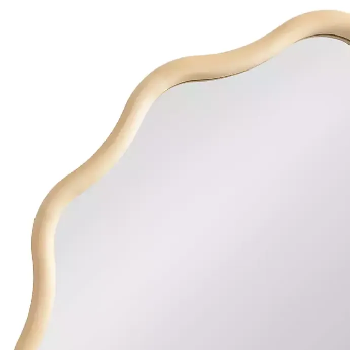 Hot Kirklands Home Natural Wavy Scallop Round Wall Mirror Tan