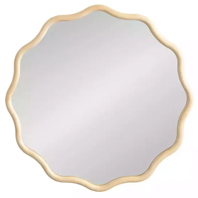 Hot Kirklands Home Natural Wavy Scallop Round Wall Mirror Tan