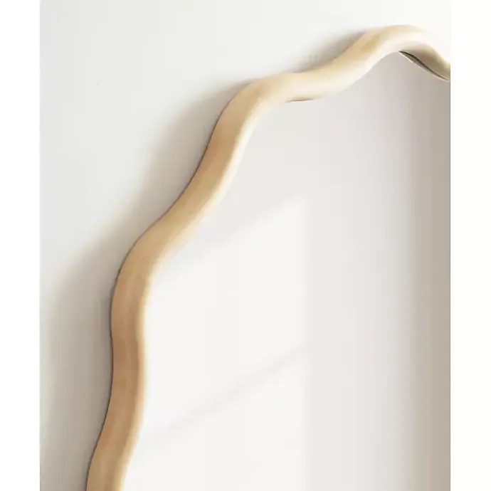 Hot Kirklands Home Natural Wavy Scallop Round Wall Mirror Tan