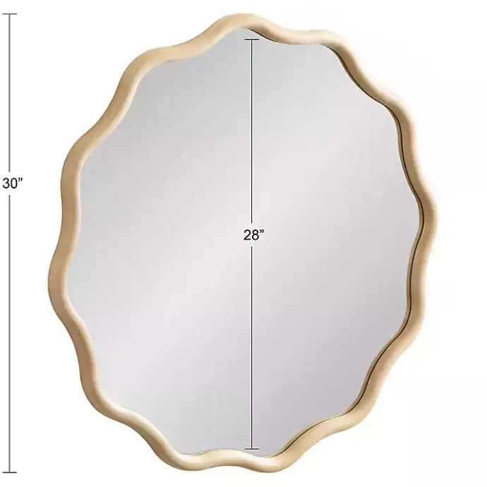 Hot Kirklands Home Natural Wavy Scallop Round Wall Mirror Tan