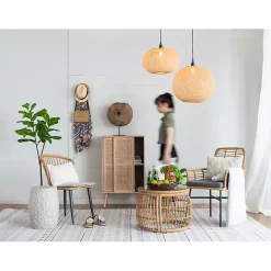 Clearance Kirklands Home Natural Wide Woven Bamboo Globe Pendant Light