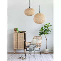 Clearance Kirklands Home Natural Wide Woven Bamboo Globe Pendant Light