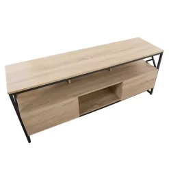 Best Kirklands Home Natural Wood and Black Steel Media Sd Tan