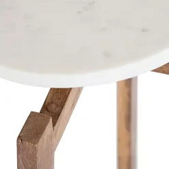 Online Kirklands Home Natural Wood and Marble Moxley Accent Table