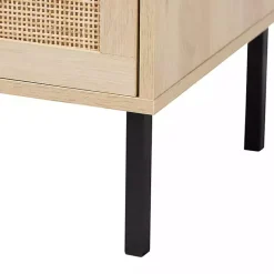 Clearance Kirklands Home Natural Wood and Metal Storage Shelf Nightsd Tan
