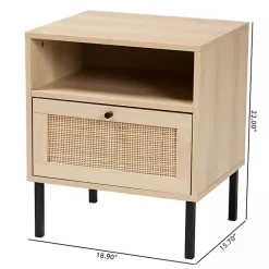 Clearance Kirklands Home Natural Wood and Metal Storage Shelf Nightsd Tan