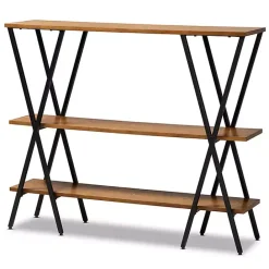 Kirklands Home Natural Wood and Metal 3-Tier Console Table