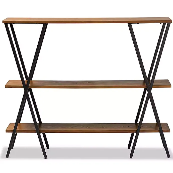 Kirklands Home Natural Wood and Metal 3-Tier Console Table