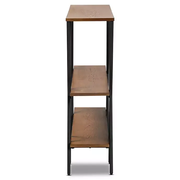 Kirklands Home Natural Wood and Metal 3-Tier Console Table