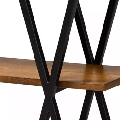 Kirklands Home Natural Wood and Metal 3-Tier Console Table