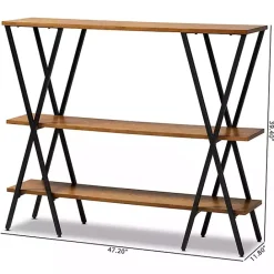 Kirklands Home Natural Wood and Metal 3-Tier Console Table
