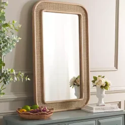 Sale Kirklands Home Natural Wood and Rattan Alessa Wall Mirror