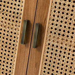 Sale Kirklands Home Natural Wood and Rattan 2-Door Cabinet Brown