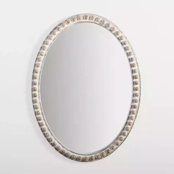 Kirklands Home Natural Wood Beaded Oval Mirror