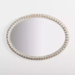 Kirklands Home Natural Wood Beaded Oval Mirror