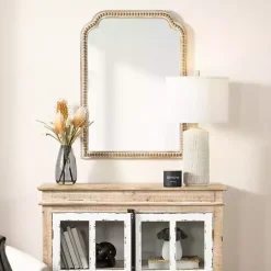 Discount Kirklands Home Natural Wood Beaded Scalloped Rectangular Mirror