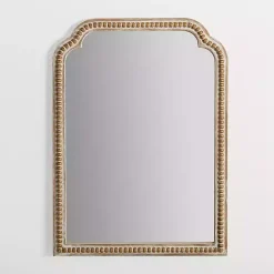 Discount Kirklands Home Natural Wood Beaded Scalloped Rectangular Mirror