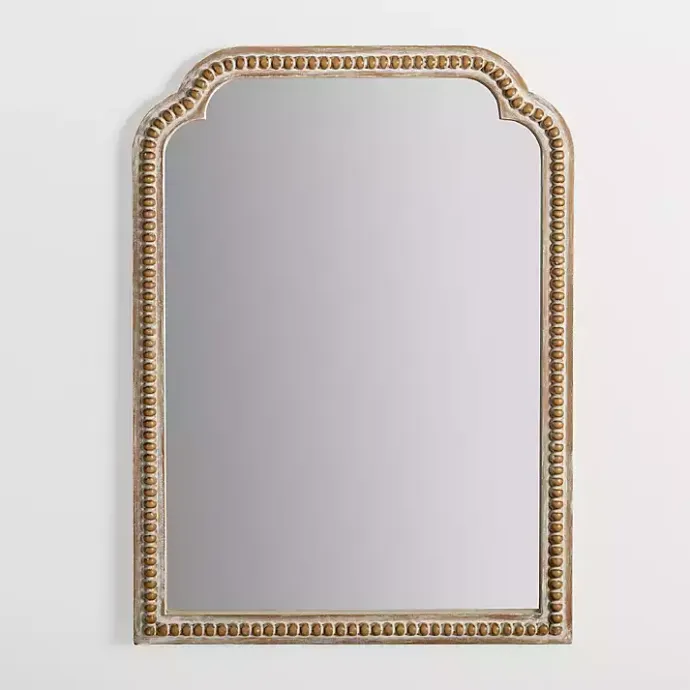 Discount Kirklands Home Natural Wood Beaded Scalloped Rectangular Mirror