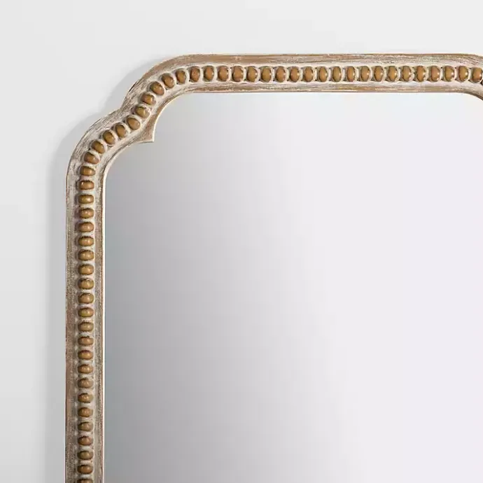 Discount Kirklands Home Natural Wood Beaded Scalloped Rectangular Mirror