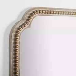 Discount Kirklands Home Natural Wood Beaded Scalloped Rectangular Mirror