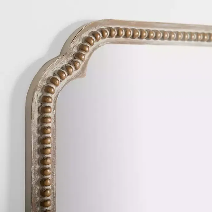 Discount Kirklands Home Natural Wood Beaded Scalloped Rectangular Mirror