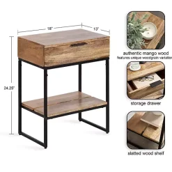 Online Kirklands Home Natural Wood Metal Accent Table Black