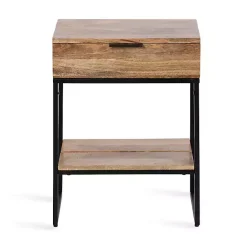 Online Kirklands Home Natural Wood Metal Accent Table Black