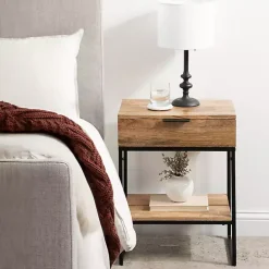 Online Kirklands Home Natural Wood Metal Accent Table Black